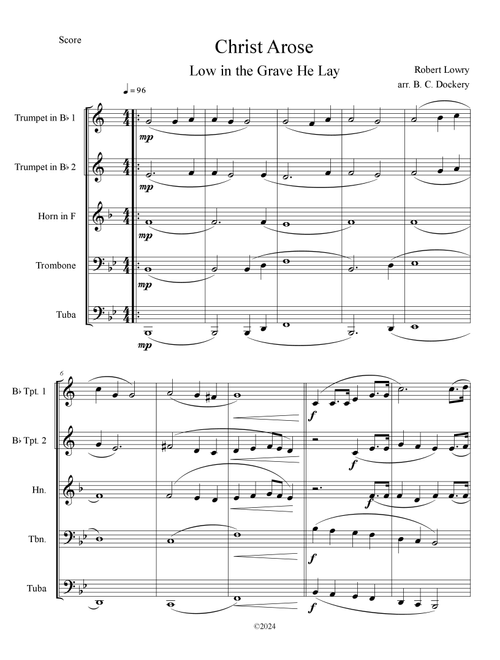 Christ Arose (Low in the Grave He Lay) for Brass Quintet (Arr. B. C. Dockery) - Robert Lowry (Brass Ensemble)