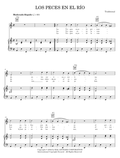 Los Peces En El Rio - Traditional Caribbean (Piano-Vocal-Guitar)