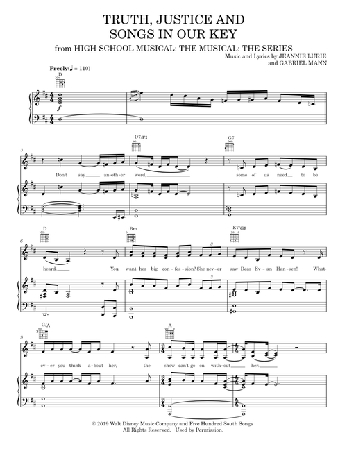 Truth, Justice And Songs In Our Key (from High School Musical: The Musical: The Series) - Cast of Hi (Piano-Vocal-Guitar)
