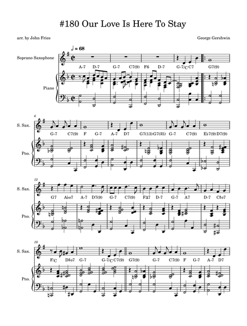 Our Love Is Here To Stay (Arr. John Fries) - Jonathan Simon (Soprano Sax and Piano)