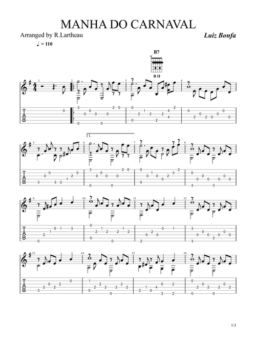 A Day In The Life Of A Fool (manha De Carnaval) (Arr. Roger Lartheau) - Carl Sigman, Luiz Bonfa (Guitar Tab)