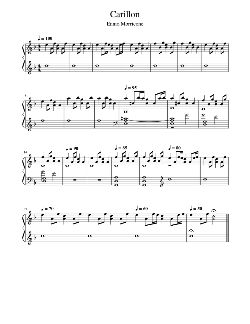 Watch Chimes Carillon s Theme Ennio Morricone Sheet music for Piano Solo Easy Musescore