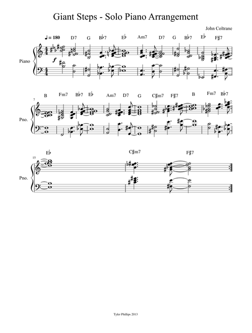 Giant Steps - Solo Piano Arrangement
