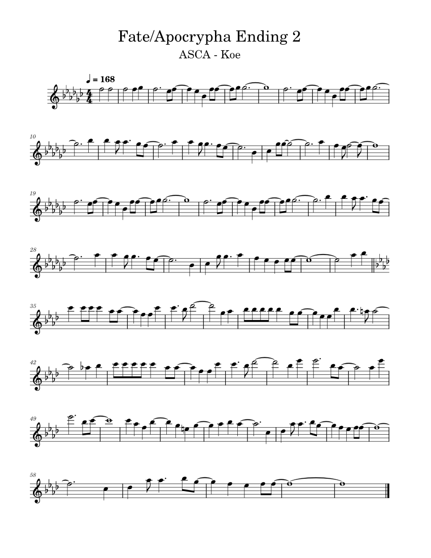 Fate/Apocrypha Ending 2 Sheet music for Flute (Solo) | Musescore.com