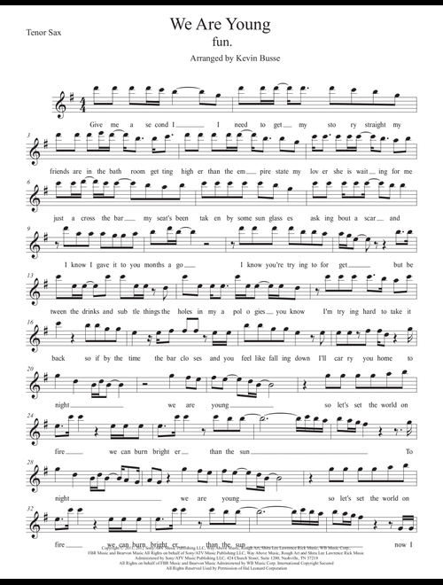 We Are Young (Arr. Kevin Busse) - Fun. Featuring Janelle Monae (Tenor Sax Solo)