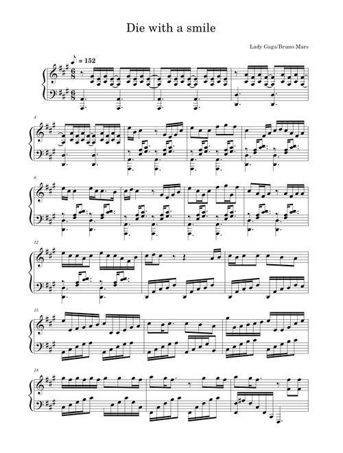 Die with a smile - Piano Solo