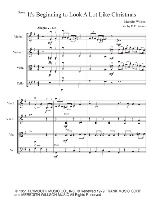 It's Beginning To Look Like Christmas (Arr. D.C. Scores) - #1 Holiday Carolers (String Quartet)