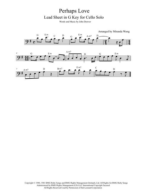 Perhaps Love (Arr. Miranda Wong) - John Denver and Placido Domingo (Small Ensemble)