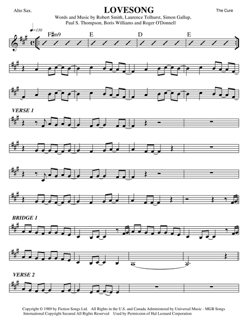 Lovesong (Arr. Jorge Juárez) - The Cure (Alto Sax Solo)