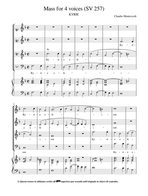 Monteverdi - Mass for 4 voices (SV 257)
