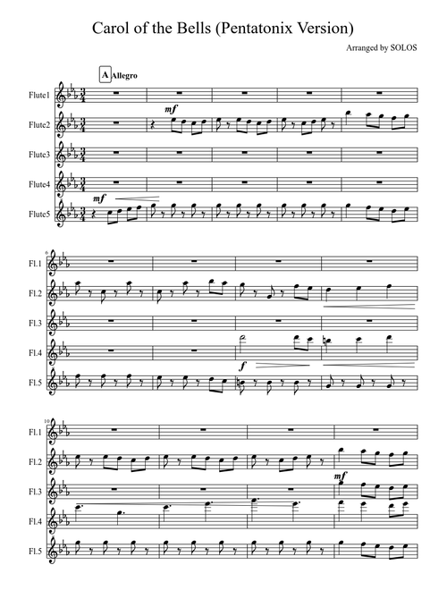 Carol Of The Bells-Flute Quintet- Pentatonix