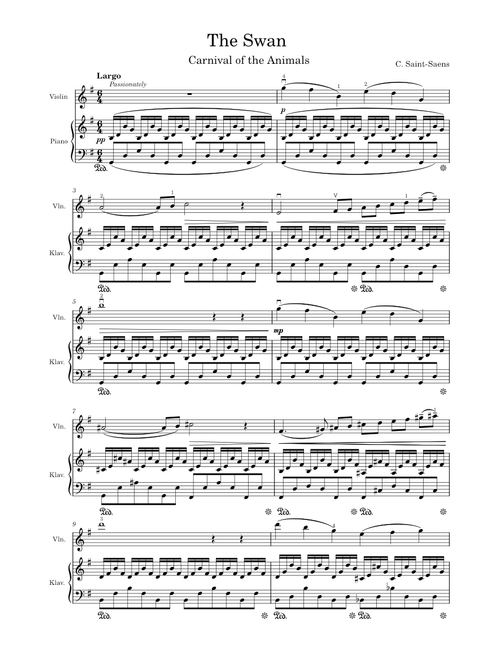 The Swan from Carnival of the Animals – Camille Saint-Saëns
