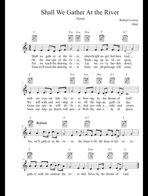 Shall We Gather at the River? - Hymn (Arr. Avgusta Udartseva) - Robert Lowry (Piano-Vocal-Guitar (Piano Accompaniment))