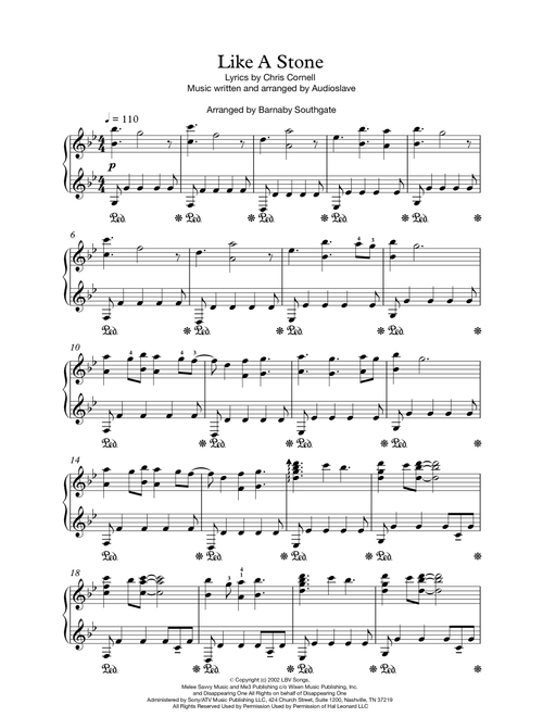 Like A Stone (Arr. Barnaby Southgate) - Audioslave (Piano Vocal)