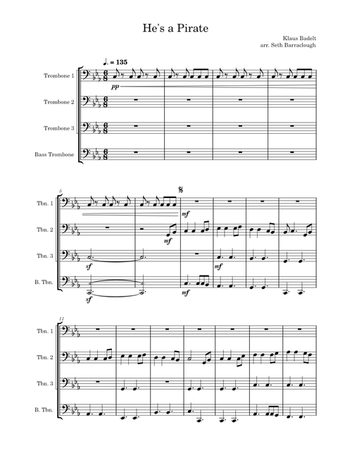 Pirates of the Caribbean Theme - Klaus Badelt (Trombone Quartet)
