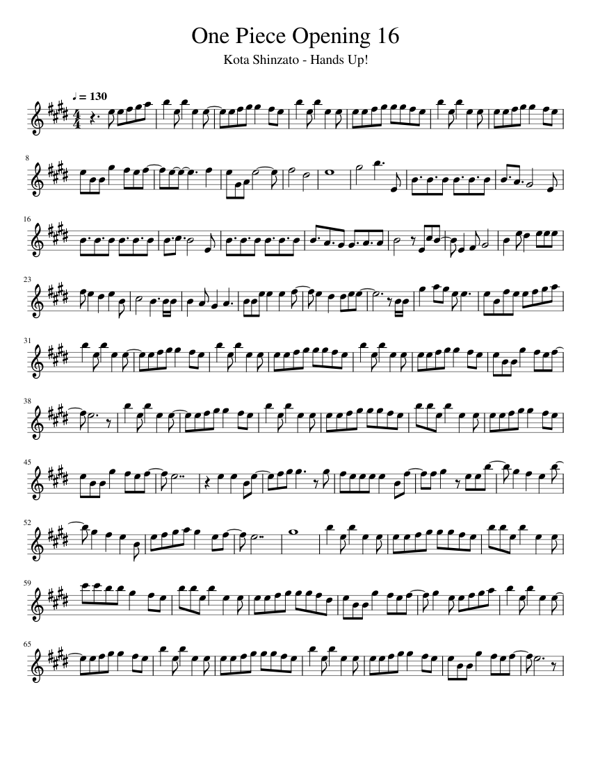 値下げ・CHANGES for 7 Flutes スコア&パート譜 One Piece Opening 16 Sheet Music for Flute (Solo) | MuseScore.com