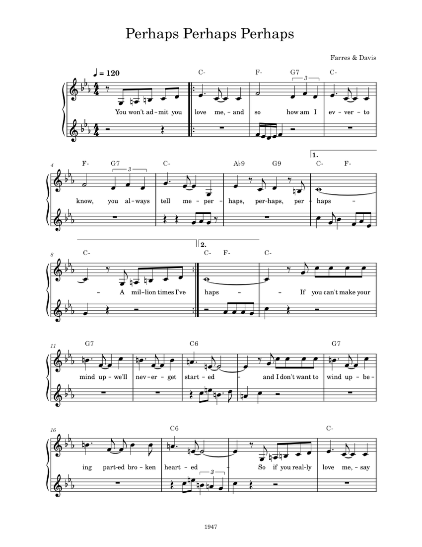 Perhaps perhaps perhaps CAKE Perhaps Perhaps Perhaps Sheet music for