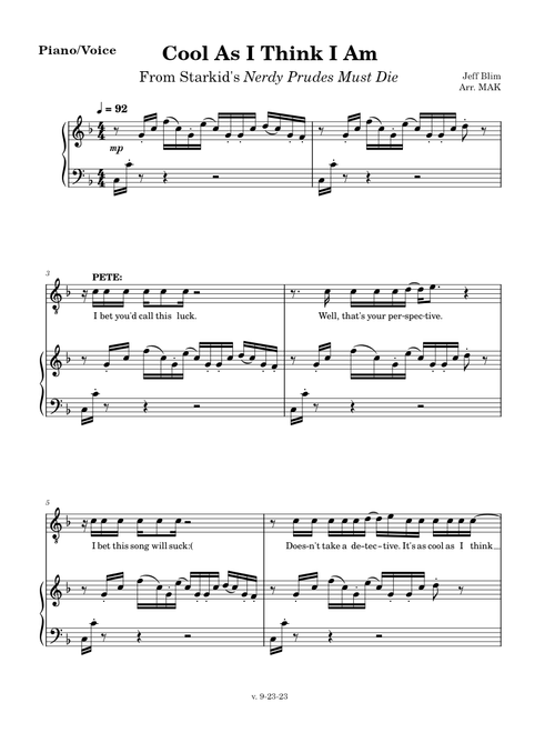 Cool As I Think I Am (Piano/Voice)