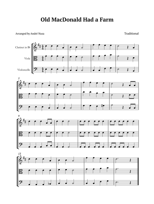 Old MacDonald Had a Farm (Arr. André Nusa) - Traditional (Small Ensemble)