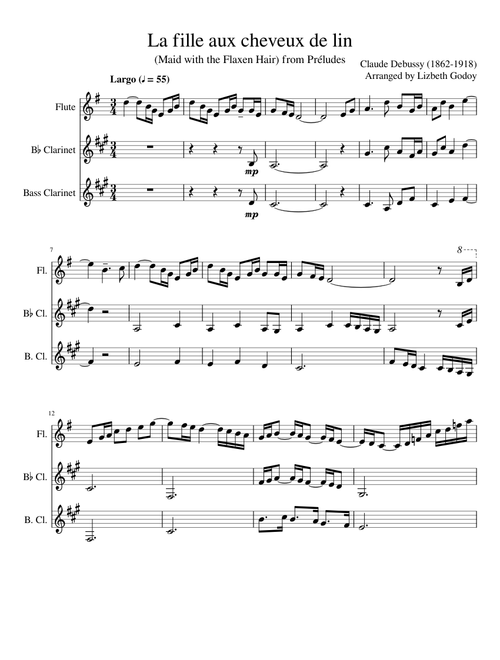 La fille aux cheveux de lin (Maid with the Flaxen Hair): Flute, Clarinet, and Bass Clarinet Trio