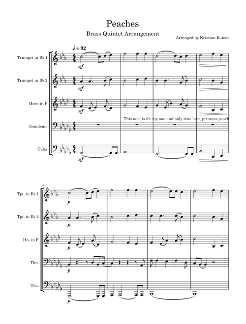 Peaches – Jack Black Peaches (Brass Quintet Arrangement)