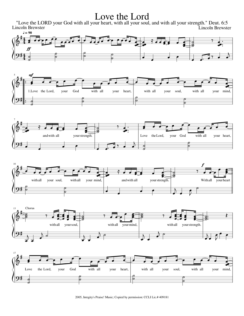 Love the Lord Sheet Music for Piano (Solo) easy | MuseScore.com