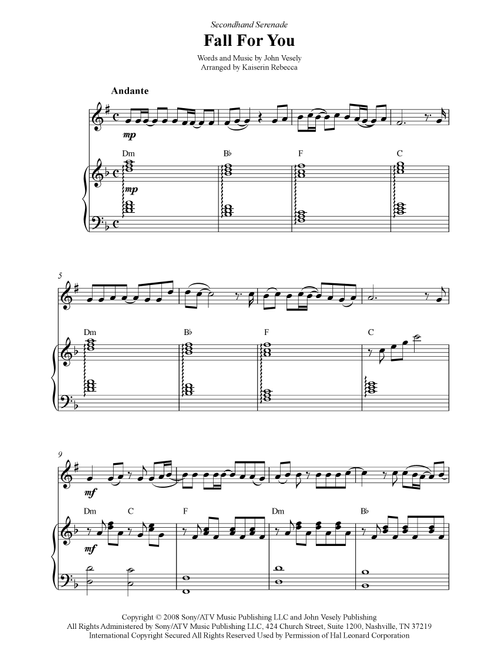 Fall For You (Arr. Kaiserin Rebecca) - Secondhand Serenade (Soprano Sax and Piano)