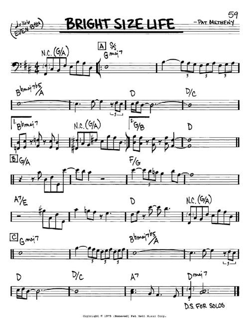 Bright Size Life - Pat Metheny (Real Book - Melody-Chords)
