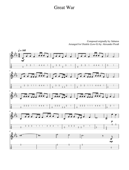 Great War - Sabaton (Ukulele, Low-G)