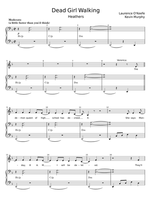 Dead Girl Walking - Heathers - O'Keefe, Laurence and Murphy, Kevin