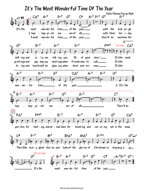 It's the Most Wonderful Time of the Year (Lead sheet with lyrics )