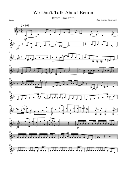 Encanto - We Don't Talk About Bruno, Arr. for Trumpet