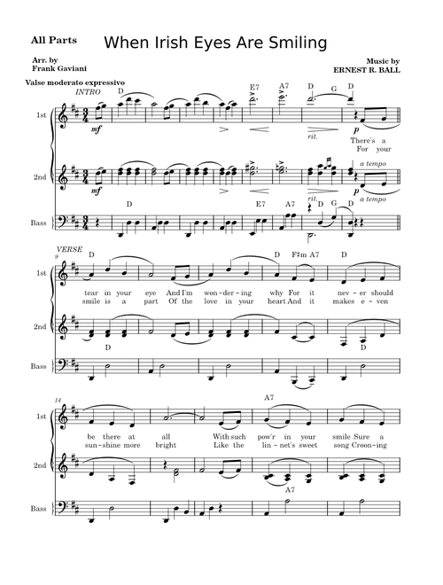 When irish eyes are smiling – Ernest R Ball