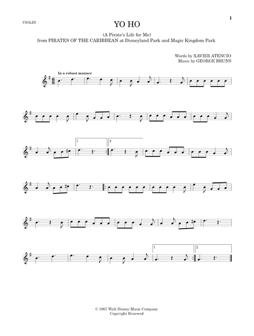 Yo Ho (A Pirate's Life For Me) - Xavier Atencio (Violin Solo)