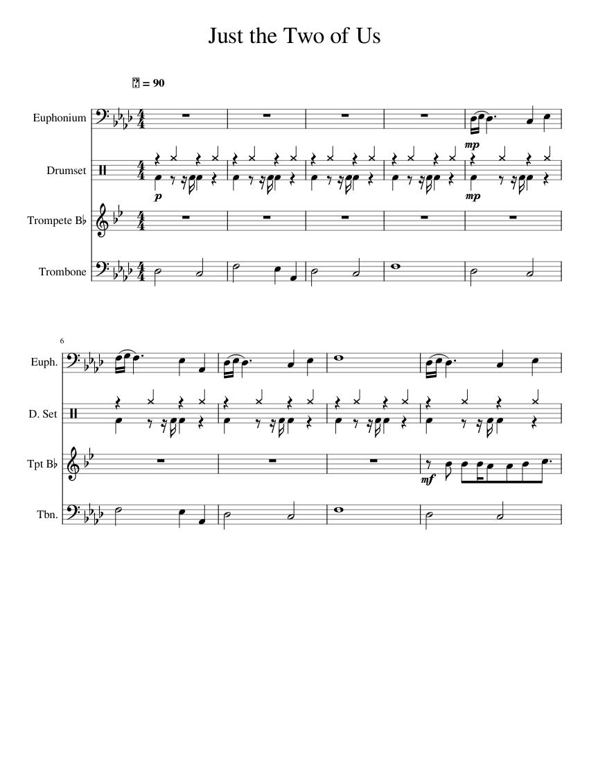 Brass Quartet No. 1 Sheet Music for Trombone, Euphonium, Trumpet in b ...