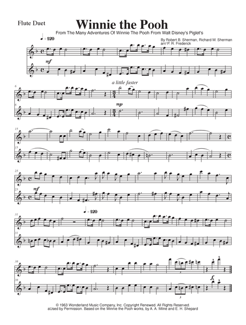 Winnie The Pooh (Arr. P. R. Frederick) - Richard M Sherman, Robert B Sherman (Flute Duet)