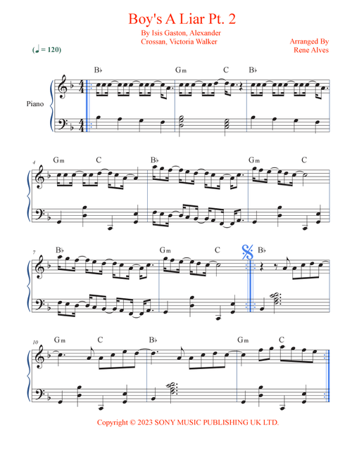 Boy's A Liar Pt. 2 (Arr. Rene Alves) - Pinkpantheress & Ice Spice (Piano Solo)