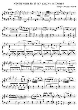 Mozart K.488 Piano Concerto #23 in A 2nd mov. Adagio for piano