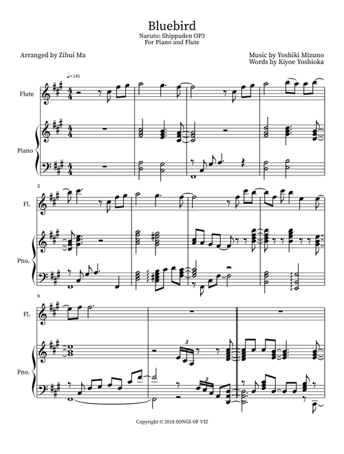 Bluebird (Arr. Zihui Ma) - Ikimonogakari (Instrumental Duet)