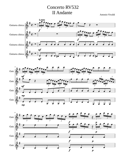 CONCERTO RV 532 Vivaldi Andante MANDOLINAS 1º COMPÁS EN SILENCIO.