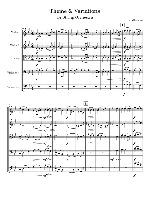 Theme and Variations for String Orchestra, Op.97 - Aleksandr Glazunov