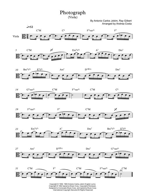 Photograph (Arr. Andrea Costa) - Astrud Gilberto (Viola Solo)