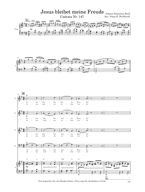 Jesus bleibet meine Freude – Johann Sebastian Bach Jesus bleibet meine Freude (Chorsatz + Klavier) – Johann Sebastian Bach