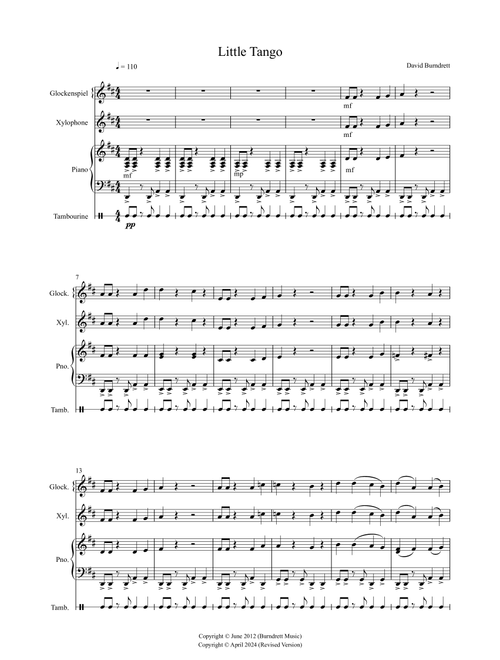 Little Tango for Easy Glockenspiel/Xylophone and Piano - David Burndrett (Xylophone and Piano)