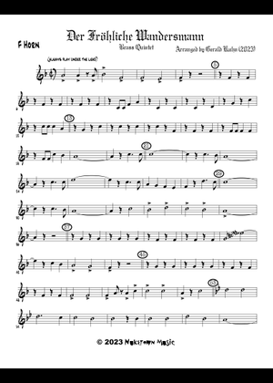 Arrangement: The Happy Wanderer – Friedrich-Wilhelm Möller Sheet
