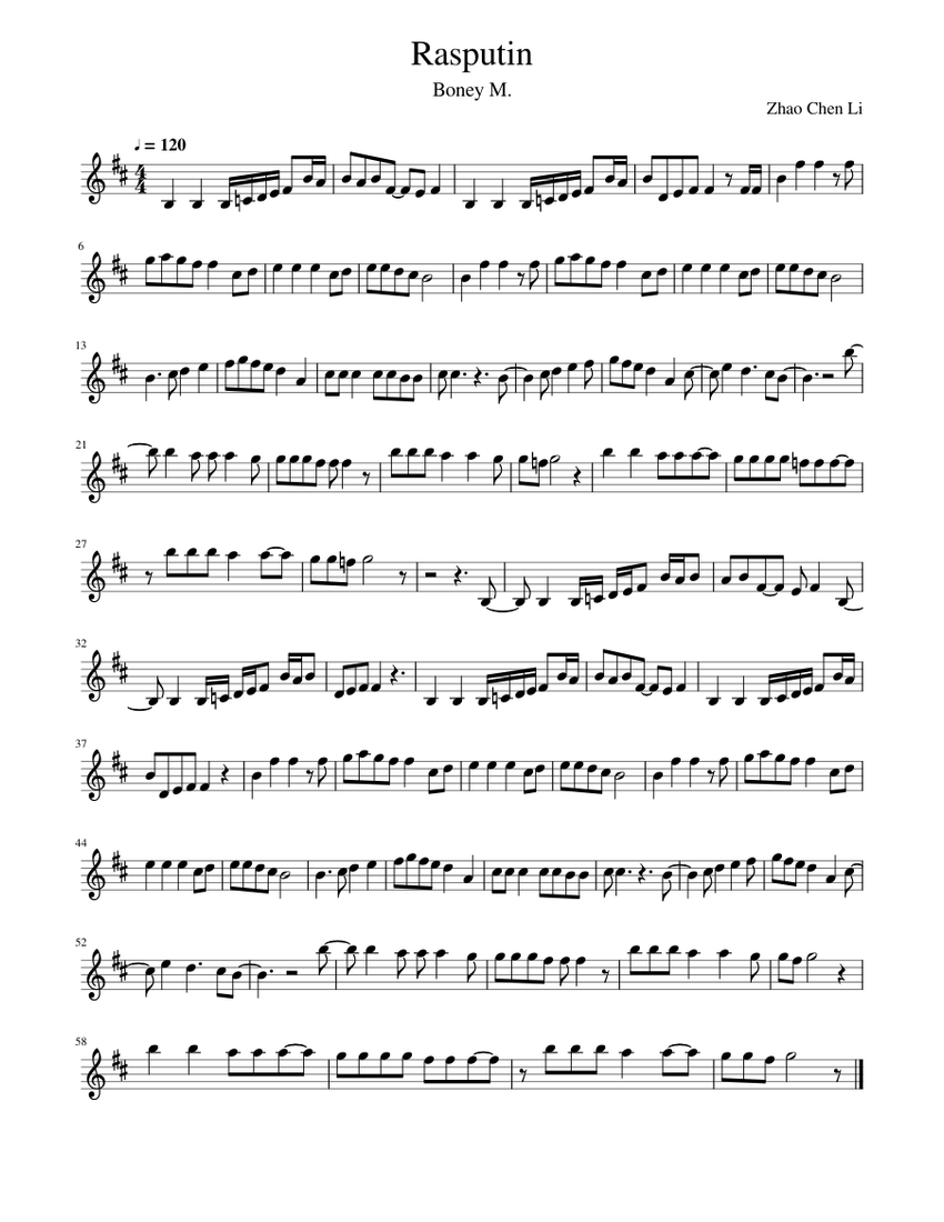 Rasputin Sheet music for Violin (Solo)