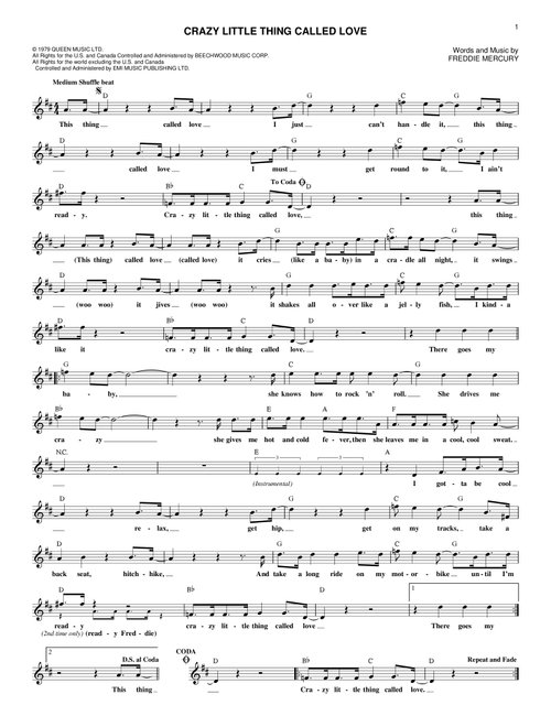 Crazy Little Thing Called Love - Queen, Dwight Yoakam (Lead Sheet - Fake Book)