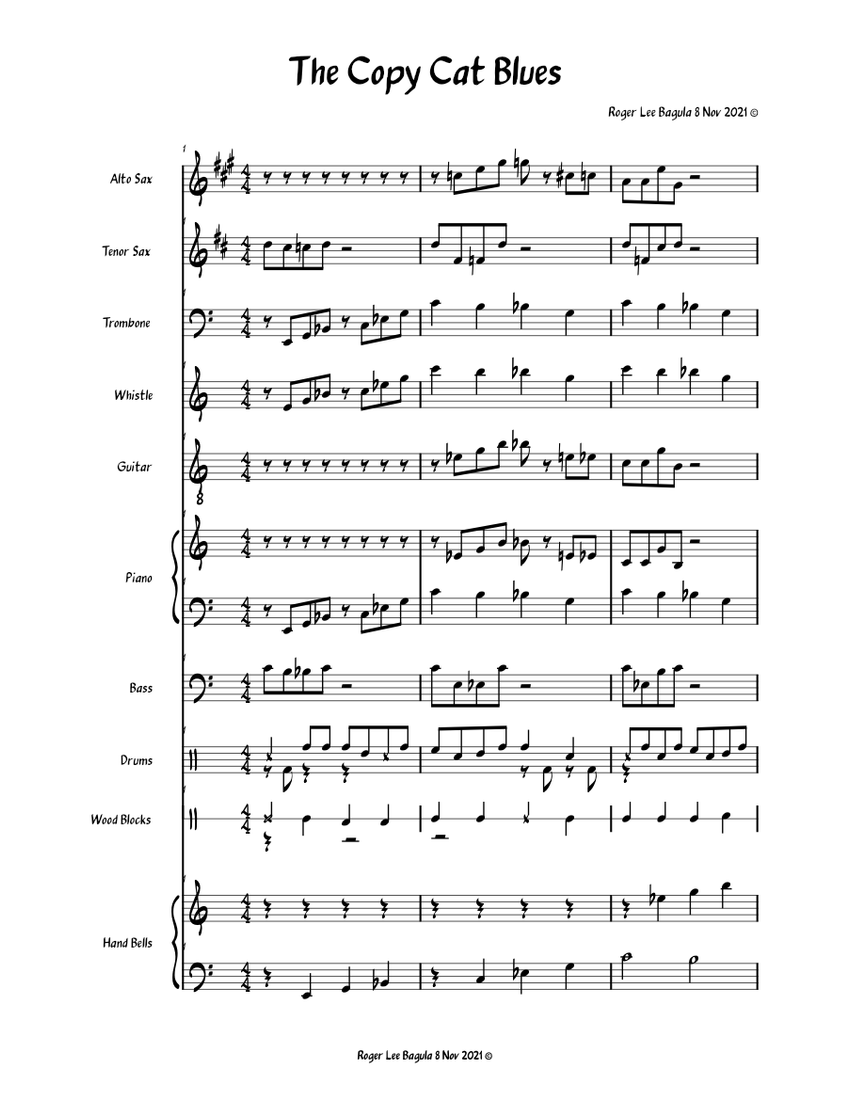 The Copy Cat Blues Sheet music for Piano, Trombone, Kazoo, Saxophone alto & more instruments