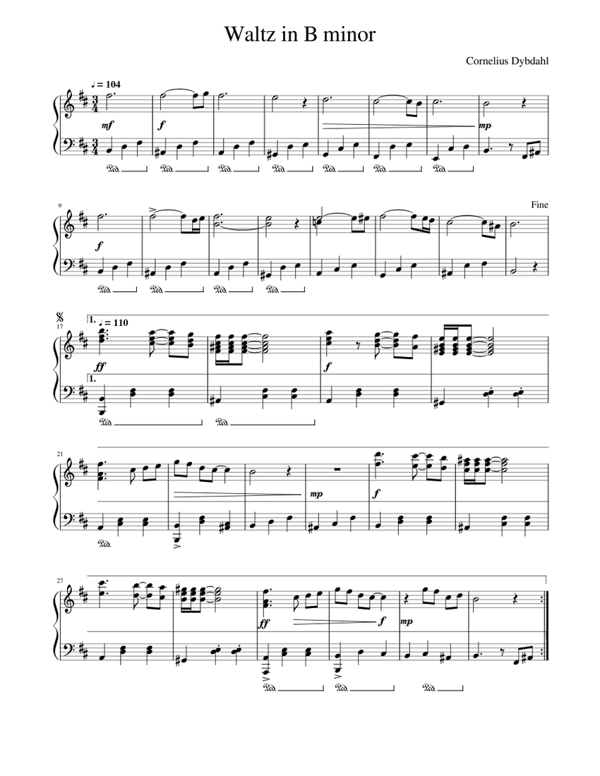 Waltz in B minor Sheet Music for Piano (Solo) Easy