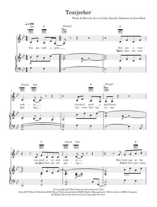 Tearjerker - Chilly Gonzales, Jarvis Cocker (Piano-Vocal-Guitar (Piano Accompaniment))